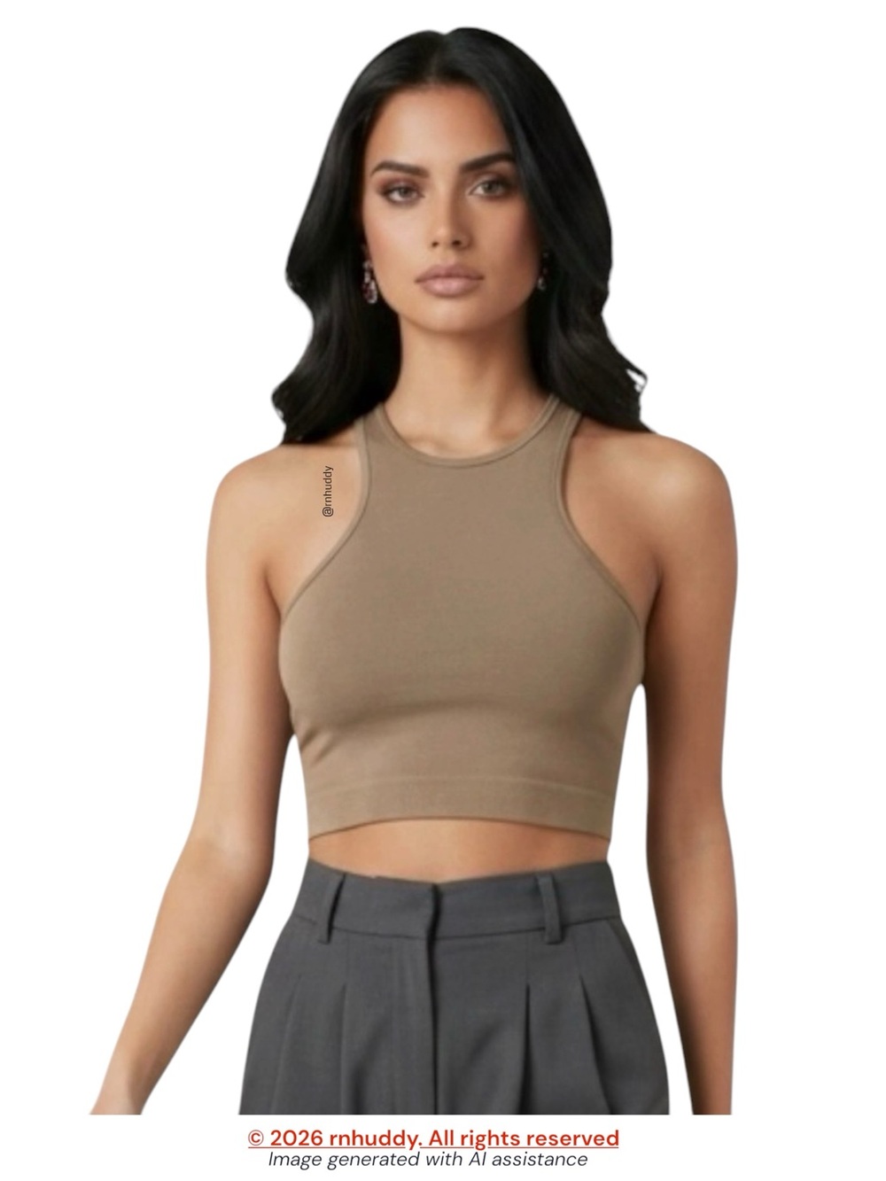 UO Out From Under M/L tan seamless high neck tank
